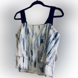 NWT DKNY Women's Metallic Double-layer Tank Top In The Color White/Flint Size M